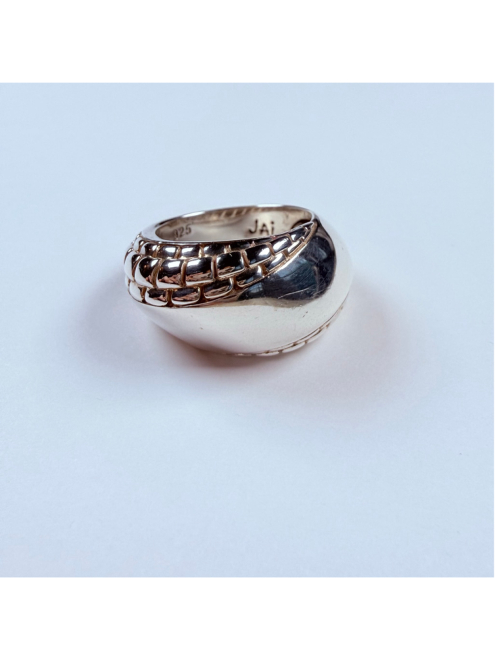 John Hardy Jai Modern Curve Wave 925 Stelring Silver Chunky Ribbon Dome RIng